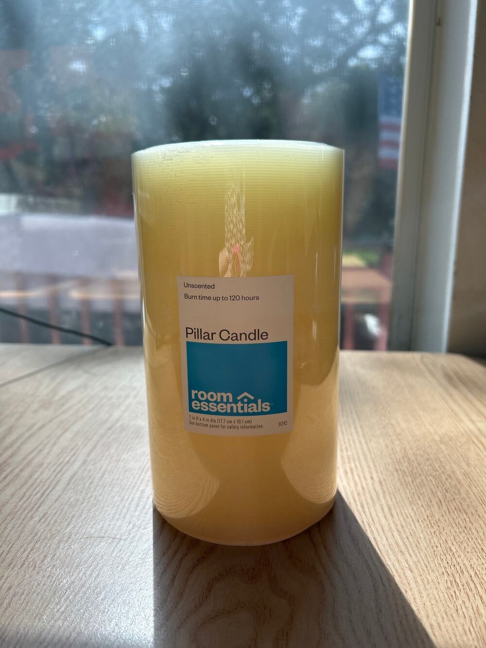 New Room Essentials Fragrance Free Pillar Candle Cream size 7"x4" Burn to 120hrs
